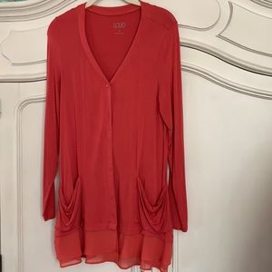 LOGO chiffon trimmed cardigan